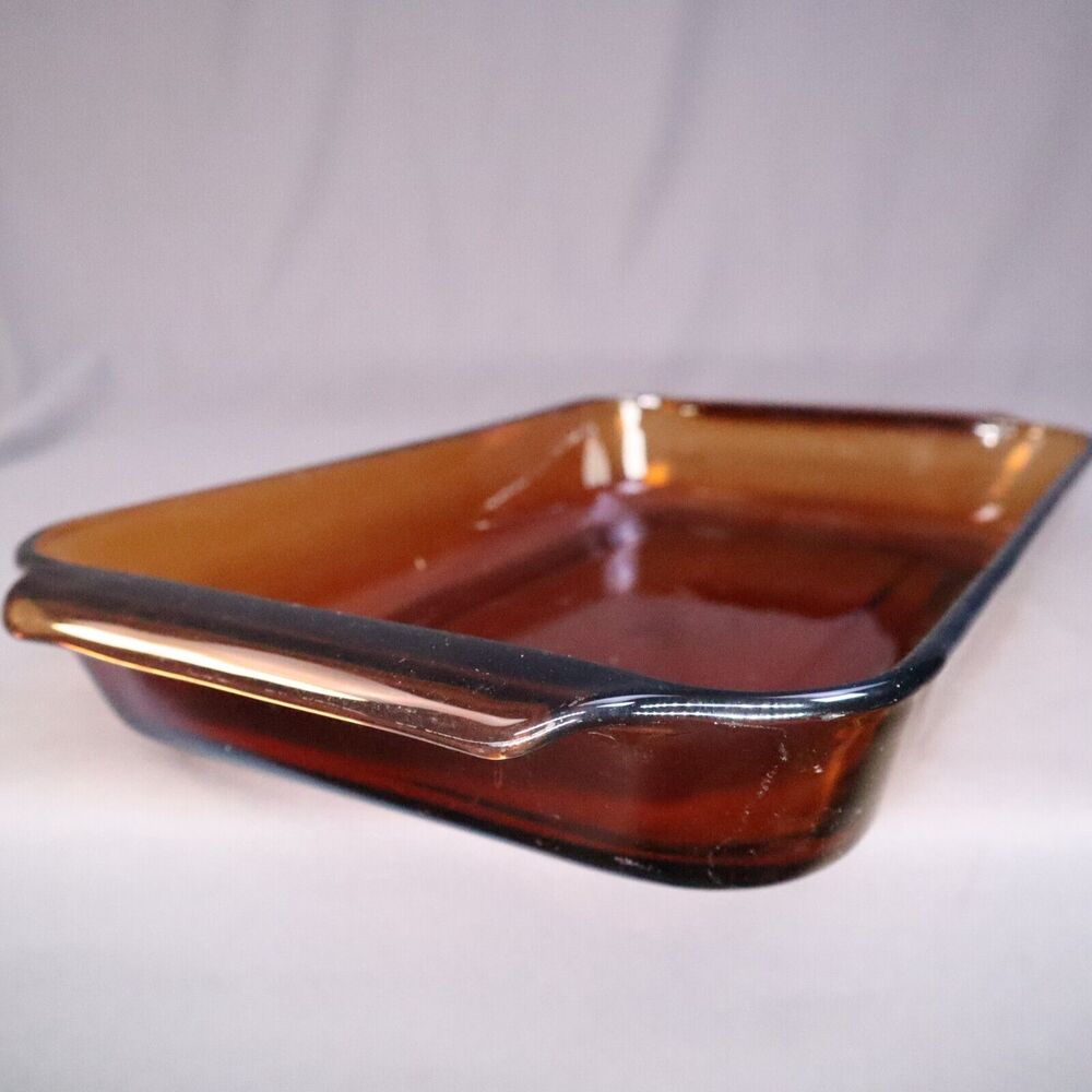 CASSEROLE PAN 2 QT ANCHOR HOCKING AMBER 8X11 #431